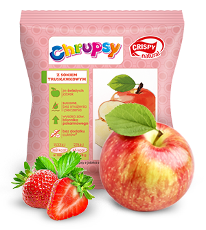 Chipsy z jabłka z sokiem truskawkowym Crispy Natural, 18g