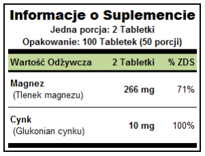 Magnesium with zinc 266mg 10mg 100 tablets Puritan's Pride