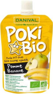 POKI - PURÉE DE POMME-BANANE 100% FRUITS SANS SUCRES AJOUTÉS BIO 90 g - DANIVAL