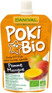 POKI - APPEL-MANGO PASTA 100% FRUIT ZONDER TOEGEVOEGDE SUIKER BIO 90 g - DANIVAL