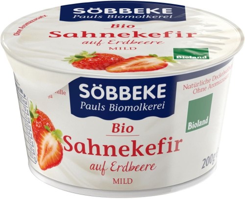 ROMIGE KEFIR MET AARDBEIEN BIO 200 g - SOBBEKE