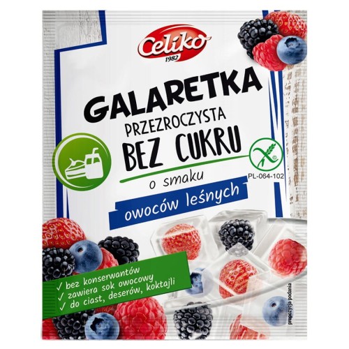 Galaretka bez cukru owoce leśne (przeźroczysta) Celiko, 14g