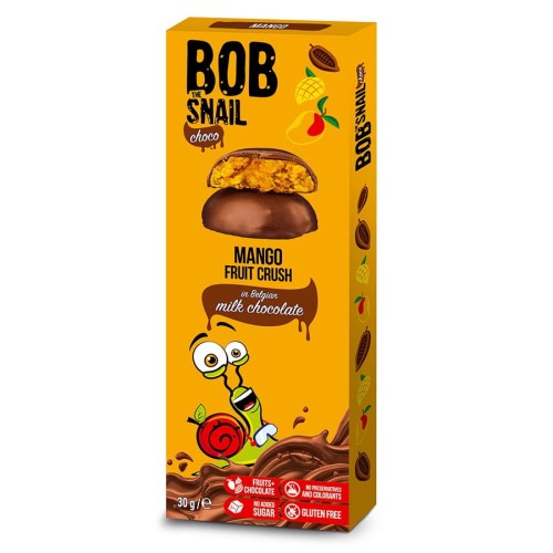 Przekąska mango w mlecznej czekoladzie Bob Snail, 30g