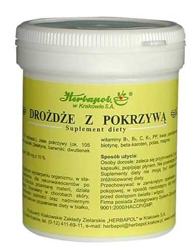 Drożdże z pokrzywą 120kaps. HERBAPOL KRAKÓW