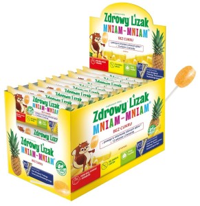 Zdrowy lizak ANANAS Mniam-Mniam bez cukru display 40 szt STARPHARMA