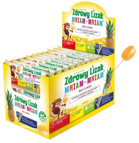 Zdrowy lizak ANANAS Mniam-Mniam bez cukru display 40 szt STARPHARMA