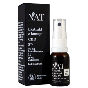 NAT Olejek - ekstrakt z konopi 5% CBD + melatonina 15ml aerozol