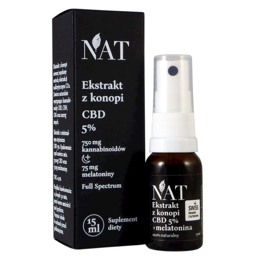 NAT Olejek - ekstrakt z konopi 5% CBD + melatonina 15ml aerozol