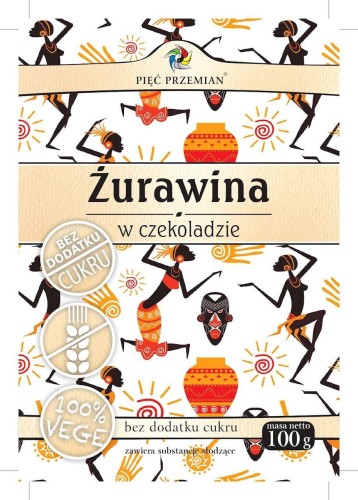 PIĘĆ PRZEMIAN Żurawina w czekoladzie bez cukru bezglutenowa 100g
