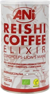 KAWA ROZPUSZCZALNA ARABICA Z GRZYBAMI REISHI + CORDYCEPS + SOPLÓWKA JEŻOWATA BIO 100 g - ANI