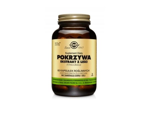 Pokrzywa 275mg ektrakt z liści 2,75mg krzemu 60 kapsułek Solgar