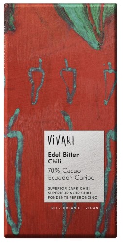 BITTER CHOCOLADE MET CHILI BIO 100 g - VIVANI