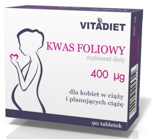 Vitadiet Kwas Foliowy 400Mcg 90 T. Dla Ciężarnych