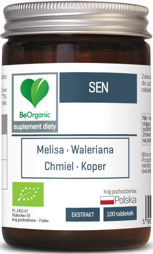 Tabletten zur Unterstützung eines guten Schlafs BIO 100 Stück (450 mg) - BE ORGANIC