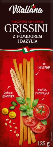 Paluszki Grissini z Pomidorami i Bazylią 125 g - NaturAvena
