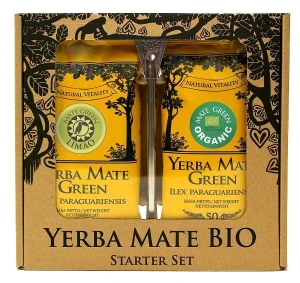 YERBA MATE BIO SET 50 g, YERBA MATE LIMAO BIO 50 g, BOMBILLA - BIO MATE GRÜN