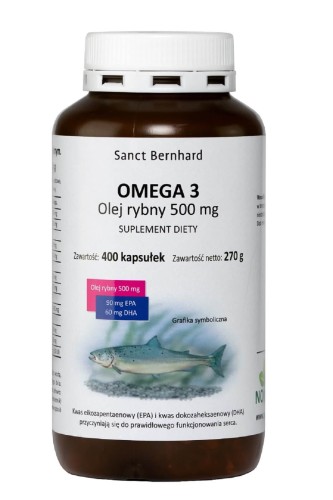 OMEGA 3 Olej rybny 500 mg 400 kaps. Kräuterhaus Sanct Bernhard KG