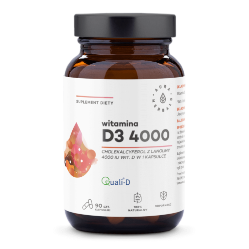 Witamina D3 4000 IU 90 kaps. AURA HERBALS
