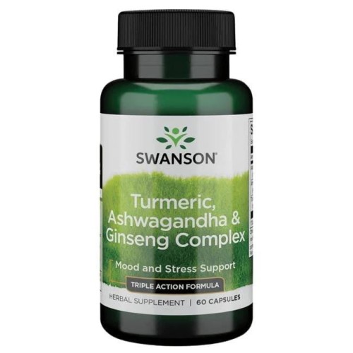 Full Spectrum Turmeric, Ashwagandha & Ginseng Complex 60 kaps. Swanson