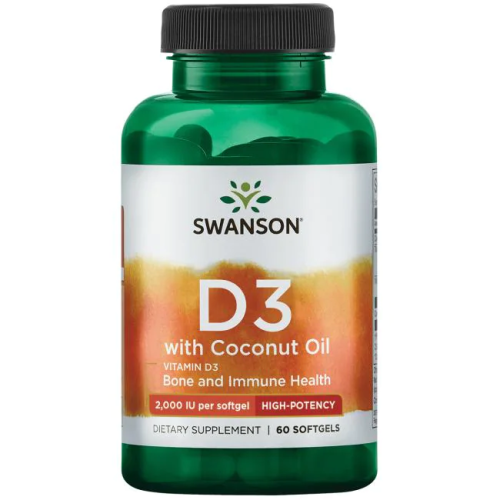 D3 with Coconut Oil 60 kaps. Swanson