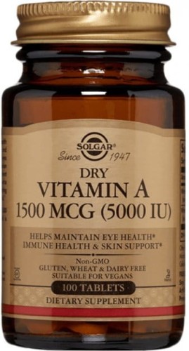 Dry Vitamin A 5000 IU 1500 mcg 100 tabl. Solgar
