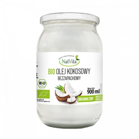 Olej Kokosowy BIO bezzapachowy 900 ml  NatVita