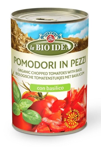 GESCHNITTENE TOMATEN MIT BASILIKUM BIO 400 g (240 g) (CIN) - LA BIO IDEA