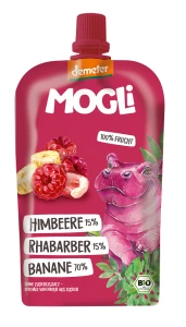 FRUIT PUSH BANANE - HIMBEERE - RHABARBER OHNE ZUCKERZUSATZ DEMETER BIO 120 g - MOGLI