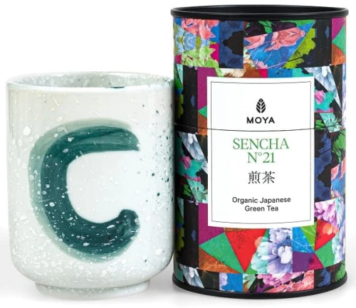 JAPANISCHER BIO SENCHA GRÜNTEE SET 60 g & KANA KERAMIKBECHER - MOYA MATCHA