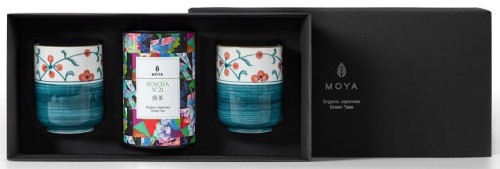 JAPANISCHER BIO SENCHA GRÜNTEE SET 60 g & 2 SANZA KERAMIKBECHER - MOYA MATCHA
