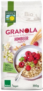 HIMBEER GRANOLA 30% WENIGER BIO CURU 350 g - BOHLSENER MÜHLE