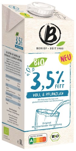 SOJA-HAFER-DRINK 3,5% FETT GLUTENFREI BIO 1 L - BERIEF