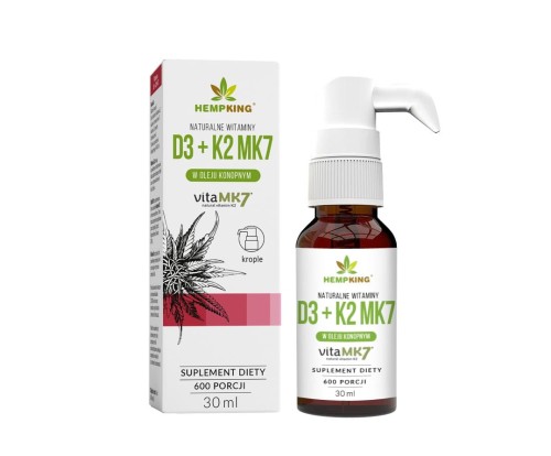 WITAMINA D3 + K2 MK7 W BIO OLEJU KONOPNYM BEZGLUTENOWE 30 ml - HEMPKING