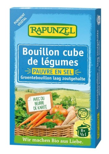 BROTH - VEGETABLE CUBES REDUCED SALT (BLUE) BIO 8x8,5 g - RAPUNZEL