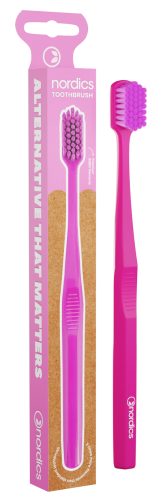 SZCZOTECZKA DO ZĘBÓW Z TWORZYWA PLA RÓŻOWA 6580 MIĘKKA - NORDICS