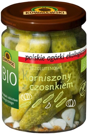 CANNED CUCUMBERS WITH GARLIC GLUTEN-FREE BIO 540 ml (220 g) - KOWALEWSKI
