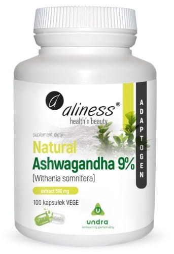 Indiase Ginseng Natuurlijke Ashwagandha 9% Withania Somnifera Extract 600 mg 100 capsules Aliness