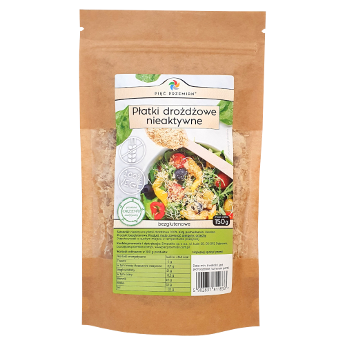 PIĘĆ PRZEMIAN Płatki drożdżowe nieaktywne 100% bezglutenowe 150g