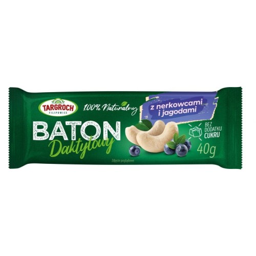 Baton daktylowy z nerkowcami i jagodą 40 g Targroch