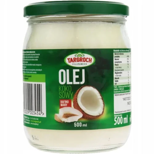Olej kokosowy rafinowany - bezzapachowy - słoik szkło 500 ml Targroch