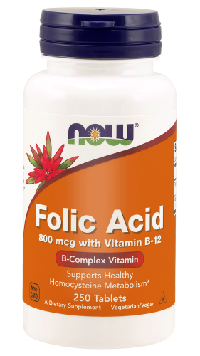 NOW FOLIC ACID (kwas foliowy) 800 mcg 250 tabl