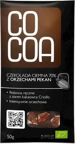 BITTER CHOCOLADE 70% MET PEKANNOTEN BIO 50 g - CACAO