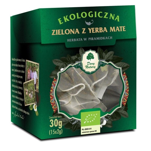 GREEN TEA WITH YERBA MATE PIRAMIDS BIO (15 x 2 g) - DARY NATURY