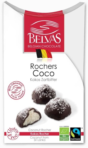 BELGIAN CHOCOLATES COCONUT GLUTEN-FREE FAIR TRADE BIO 100 g - BELVAS