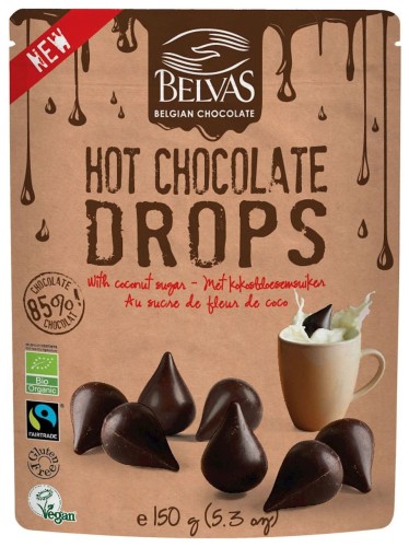 DROPSY BITTER CHOCOLADE VOOR GLUTENVRIJE MELK BIO 150 g - BELVAS
