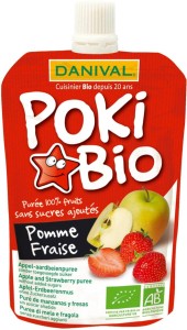 POKI - FROMAGE POMME ET FRAISE 100% FRUIT SANS SUCRES AJOUTÉS BIO 90 g - DANIVAL