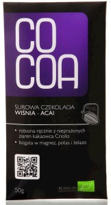 CHOCOLADE RAUWE KERS-ACAI BIO 50 g - CACAO