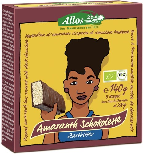Amarantreep in pure chocolade BIO 140 g (5 stuks) - Allos