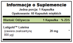 Lutein Lutigold 20mg  60 capsules Puritan's Pride